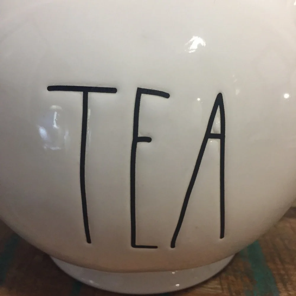Rae Dunn TEA Teapot white black NWT